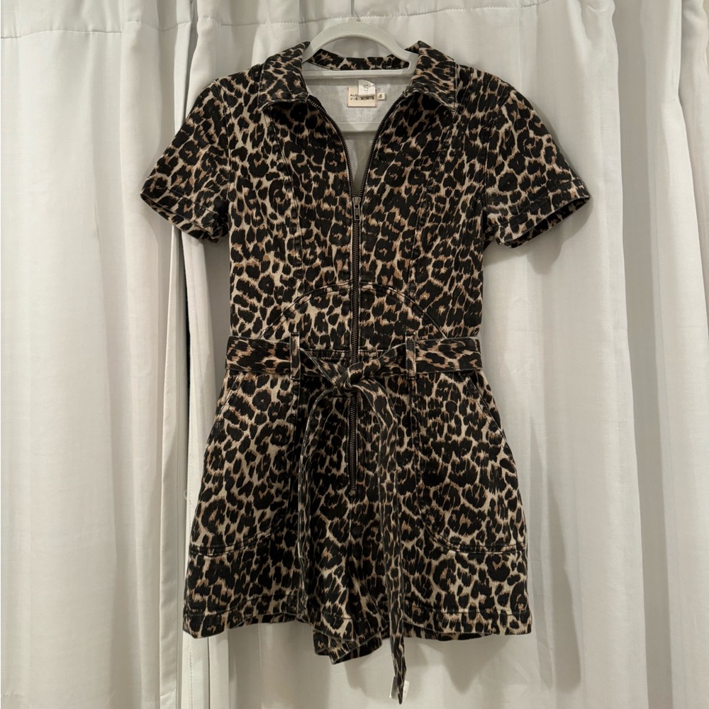 Alice & Olivia Denim Leopard Romper